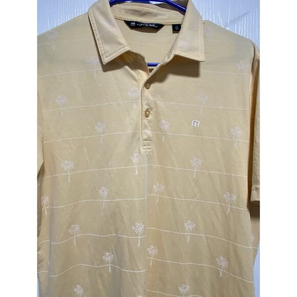 Travis Mathew Golf Polo Yellow Striped Palm Trees Cotton/Poly Mens‎ Medium - Picture 2 of 6
